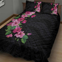 Hawaiian Hibiscus and Art Polynesian Tattoo Quilt Bed Set Black Color LT03 - Polynesian Pride