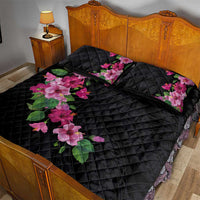 Hawaiian Hibiscus and Art Polynesian Tattoo Quilt Bed Set Black Color LT03 - Polynesian Pride