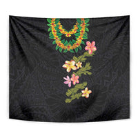 Hawaiian Lei Plumeria and Tropical Leaves Tapestry Watercolor Style LT03 - Polynesian Pride