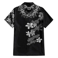 Hawaiian Lei Plumeria and Tropical Leaves Family Matching Short Sleeve Bodycon Dress and Hawaiian Shirt Watercolor Style-Grayscale LT03 - Polynesian Pride