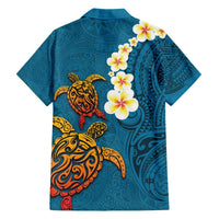 Hawaii Turtle Plumeria Flower Hawaiian Shirt Polynesian Pattern Blue Color LT03 - Polynesian Pride