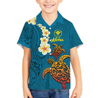 Hawaii Turtle Plumeria Flower Hawaiian Shirt Polynesian Pattern Blue Color LT03 - Polynesian Pride