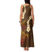 Hawaii Turtle Plumeria Flower Family Matching Tank Maxi Dress and Hawaiian Shirt Polynesian Pattern Brown Color LT03 - Polynesian Pride