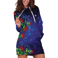 Matariki New Zealand Maori and Pohutukawa Hoodie Dress Galaxy Blue Sky Style LT03 Blue - Polynesian Pride