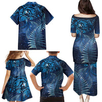 Matariki New Zealand Maori Silver Fern Family Matching Puletasi and Hawaiian Shirt Galaxy Blue Sky Style LT03 - Polynesian Pride