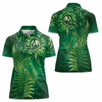 Matariki New Zealand Maori Silver Fern Women Polo Shirt Galaxy Green Sky Style LT03 - Polynesian Pride