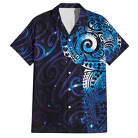 Matariki New Zealand Maori Koru Art Tattoo Family Matching Long Sleeve Bodycon Dress and Hawaiian Shirt New Year Galaxy Blue Sky Style LT03 Dad's Shirt - Short Sleeve Blue - Polynesian Pride