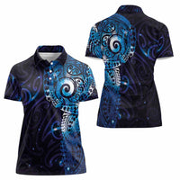 Matariki New Zealand Maori Koru Art Tattoo Women Polo Shirt New Year Galaxy Blue Sky Style LT03 - Polynesian Pride