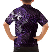 Matariki New Zealand Maori Koru Art Tattoo Family Matching Off The Shoulder Long Sleeve Dress and Hawaiian Shirt New Year Galaxy Purple Sky Style LT03 - Polynesian Pride