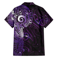 Matariki New Zealand Maori Koru Art Tattoo Family Matching Off Shoulder Maxi Dress and Hawaiian Shirt New Year Galaxy Purple Sky Style LT03 - Polynesian Pride