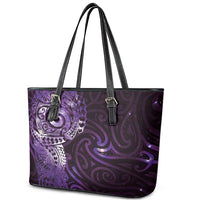 Matariki New Zealand Maori Koru Art Tattoo Leather Tote Bag New Year Galaxy Purple Sky Style LT03 - Polynesian Pride