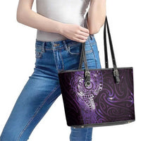 Matariki New Zealand Maori Koru Art Tattoo Leather Tote Bag New Year Galaxy Purple Sky Style LT03 - Polynesian Pride