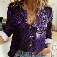 Matariki New Zealand Maori Koru Art Tattoo Women Casual Shirt New Year Galaxy Purple Sky Style LT03 Female Purple - Polynesian Pride