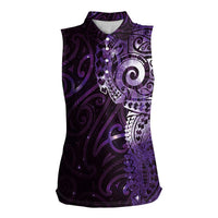 Matariki New Zealand Maori Koru Art Tattoo Women Sleeveless Polo Shirt New Year Galaxy Purple Sky Style LT03 Female Purple - Polynesian Pride