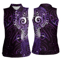 Matariki New Zealand Maori Koru Art Tattoo Women Sleeveless Polo Shirt New Year Galaxy Purple Sky Style LT03 - Polynesian Pride