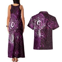 Matariki New Zealand Maori Koru Art Tattoo Couples Matching Tank Maxi Dress and Hawaiian Shirt New Year Galaxy Pink Sky Style LT03 - Polynesian Pride