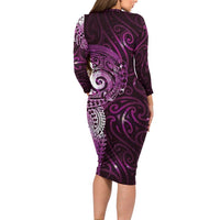 Matariki New Zealand Maori Koru Art Tattoo Family Matching Long Sleeve Bodycon Dress and Hawaiian Shirt New Year Galaxy Pink Sky Style LT03 - Polynesian Pride