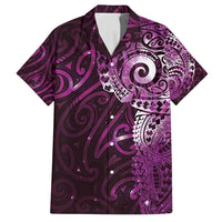 Matariki New Zealand Maori Koru Art Tattoo Family Matching Puletasi and Hawaiian Shirt New Year Galaxy Pink Sky Style LT03 Dad's Shirt - Short Sleeve Pink - Polynesian Pride