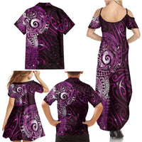 Matariki New Zealand Maori Koru Art Tattoo Family Matching Summer Maxi Dress and Hawaiian Shirt New Year Galaxy Pink Sky Style LT03 - Polynesian Pride