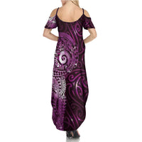 Matariki New Zealand Maori Koru Art Tattoo Family Matching Summer Maxi Dress and Hawaiian Shirt New Year Galaxy Pink Sky Style LT03 - Polynesian Pride