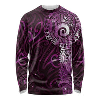 Matariki New Zealand Maori Koru Art Tattoo Long Sleeve Shirt New Year Galaxy Pink Sky Style LT03 Unisex Pink - Polynesian Pride