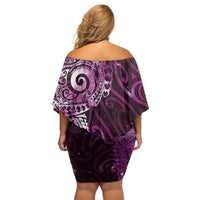 Matariki New Zealand Maori Koru Art Tattoo Off Shoulder Short Dress New Year Galaxy Pink Sky Style LT03 - Polynesian Pride