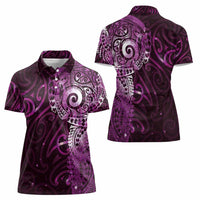Matariki New Zealand Maori Koru Art Tattoo Women Polo Shirt New Year Galaxy Pink Sky Style LT03 - Polynesian Pride