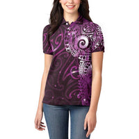 Matariki New Zealand Maori Koru Art Tattoo Women Polo Shirt New Year Galaxy Pink Sky Style LT03 - Polynesian Pride