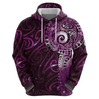 Matariki New Zealand Maori Koru Art Tattoo Zip Hoodie New Year Galaxy Pink Sky Style LT03 - Polynesian Pride