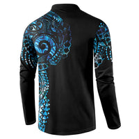 New Zealand Maori Koru Art Traditional Tattoo Button Sweatshirt Paua Shell