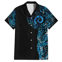 New Zealand Maori Koru Art Traditional Tattoo Family Matching Off The Shoulder Long Sleeve Dress and Hawaiian Shirt Paua Shell LT03 Dad's Shirt - Short Sleeve Black - Polynesian Pride