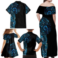 New Zealand Maori Koru Art Traditional Tattoo Family Matching Off Shoulder Maxi Dress and Hawaiian Shirt Paua Shell LT03 - Polynesian Pride