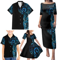 New Zealand Maori Koru Art Traditional Tattoo Family Matching Puletasi and Hawaiian Shirt Paua Shell LT03 - Polynesian Pride