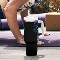 New Zealand Maori Koru Art Traditional Tattoo Tumbler With Handle Paua Shell