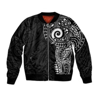 New Zealand Maori Koru Art Traditional Tattoo Bomber Jacket Simple Style LT03 Unisex Black - Polynesian Pride