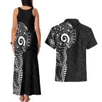New Zealand Maori Koru Art Traditional Tattoo Couples Matching Tank Maxi Dress and Hawaiian Shirt Simple Style LT03 - Polynesian Pride
