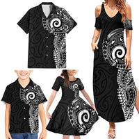 New Zealand Maori Koru Art Traditional Tattoo Family Matching Summer Maxi Dress and Hawaiian Shirt Simple Style LT03 - Polynesian Pride