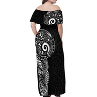 New Zealand Maori Koru Art Traditional Tattoo Off Shoulder Maxi Dress Simple Style