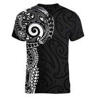 New Zealand Maori Koru Art Traditional Tattoo Women V-Neck T-Shirt Simple Style