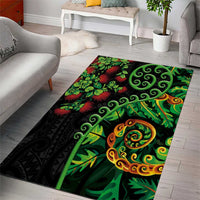New Zealand Koru Plants and Pohutukawa Area Rug Maori Tattoo Pattern LT03 - Polynesian Pride