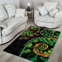 New Zealand Koru Plants and Pohutukawa Area Rug Maori Tattoo Pattern LT03 - Polynesian Pride