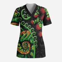 New Zealand Koru Plants and Pohutukawa Scrub Top Maori Tattoo Pattern - Polynesian Pride