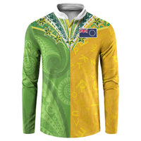 Cook Islands Language Week Button Sweatshirt Tatau Pattern and Rarotongan Alphabet - Polynesian Pride