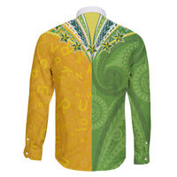 Cook Islands Language Week Family Matching Off The Shoulder Long Sleeve Dress and Hawaiian Shirt Tatau Pattern and Rarotongan Alphabet - Polynesian Pride