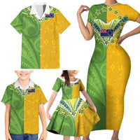Cook Islands Language Week Family Matching Short Sleeve Bodycon Dress and Hawaiian Shirt Tatau Pattern and Rarotongan Alphabet LT03 - Polynesian Pride