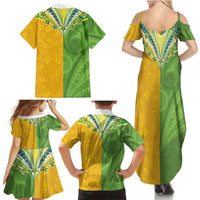 Cook Islands Language Week Family Matching Summer Maxi Dress and Hawaiian Shirt Tatau Pattern and Rarotongan Alphabet LT03 - Polynesian Pride