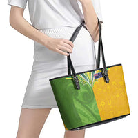 Cook Islands Language Week Leather Tote Bag Tatau Pattern and Rarotongan Alphabet - Polynesian Pride