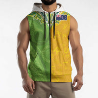 Cook Islands Language Week Sleeveless Zip Hoodie Tatau Pattern and Rarotongan Alphabet - Polynesian Pride