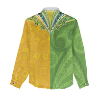 Cook Islands Language Week Women Casual Shirt Tatau Pattern and Rarotongan Alphabet - Polynesian Pride