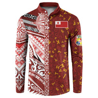 Tonga Language Week Button Sweatshirt Ngatu Pattern and Tongan Alphabet - Polynesian Pride